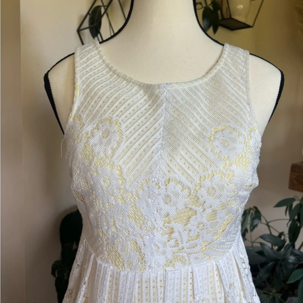 Free People White Lace Dress with Yellow Lining - Picture 2 of 7